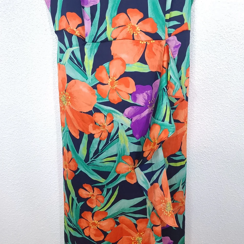 Lulu's Vibrant Floral Maxi Dress - Orange, Green, Purple - Picture 11 of 16